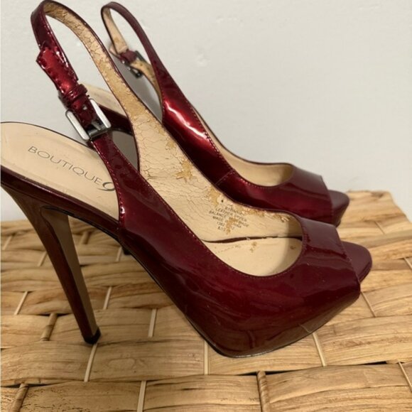 Boutique 9 Red Slingback Heels with Peep-Toe and Stiletto - Picture 1 of 8